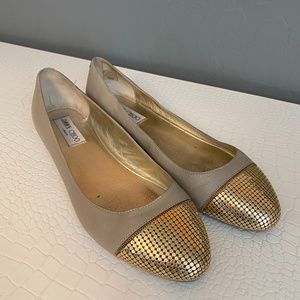Jimmy Choo gold toe ballet flats